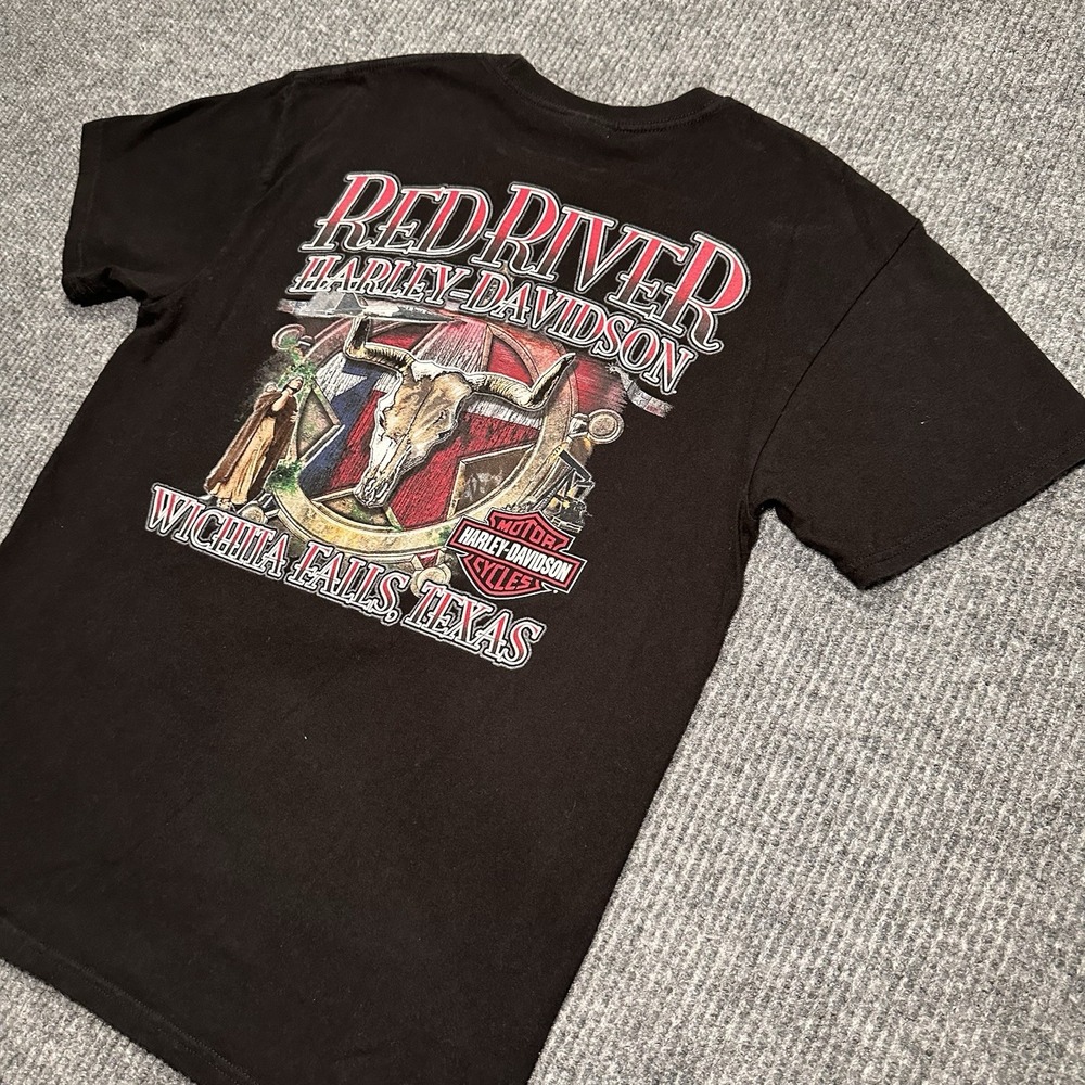 Harley Davidson Motorcycle Shirt Red River Wichita Falls, Texas Men's Sz‎ Large